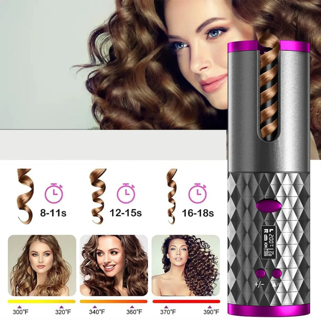 Rizador de Pelo Inalámbrico Automático con Temporizador – Ondas de Sirena en Minutos